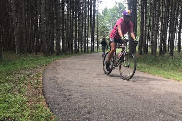 man biking on path